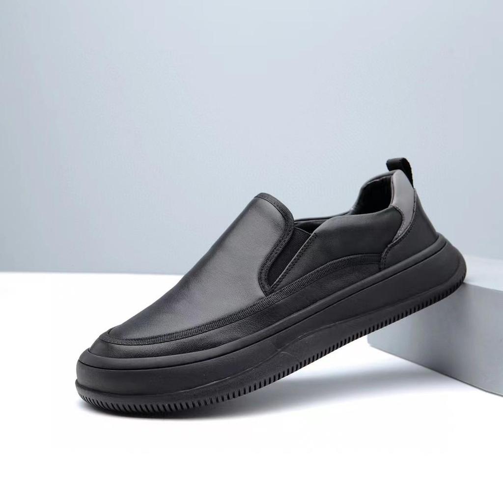 Men's Genuine Leather Slip-on Loafers with Soft Sole - Formal Black Business Shoes, Comfortable and Stylish for 2026.