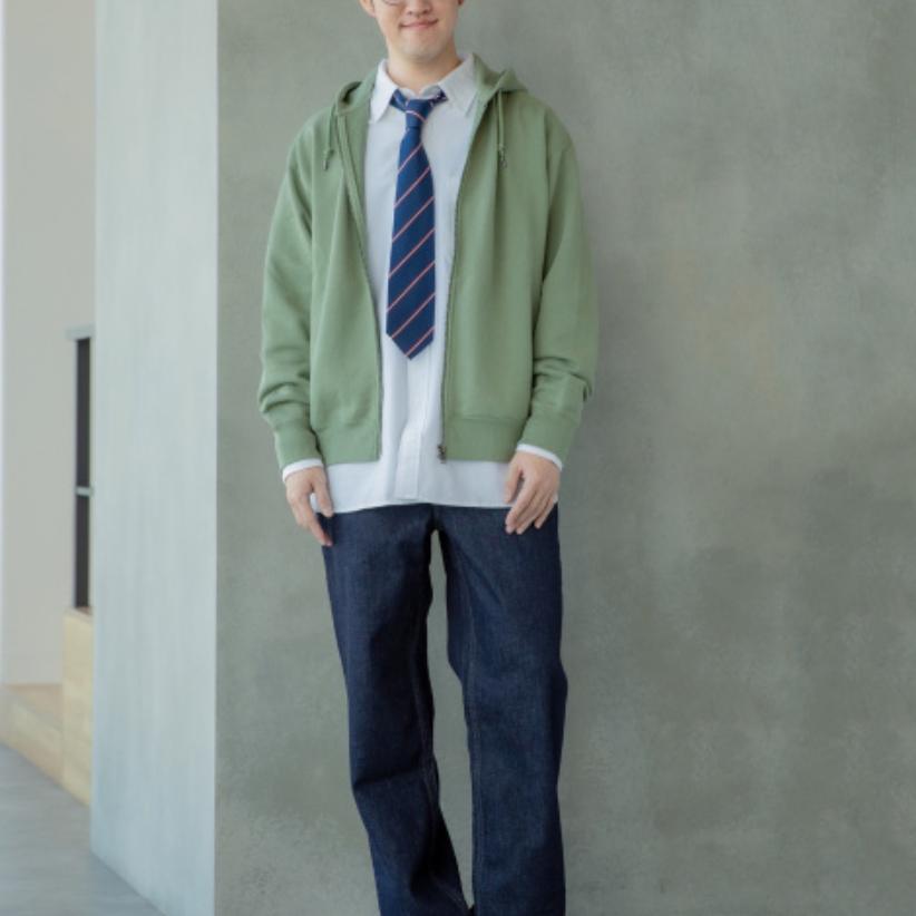 Uniqlo X JW Anderson Collaboration SS25 Solid Color Embroidered Logo Zipper Loose Fit Hoodie Unisex hoodies Green 476229-53
