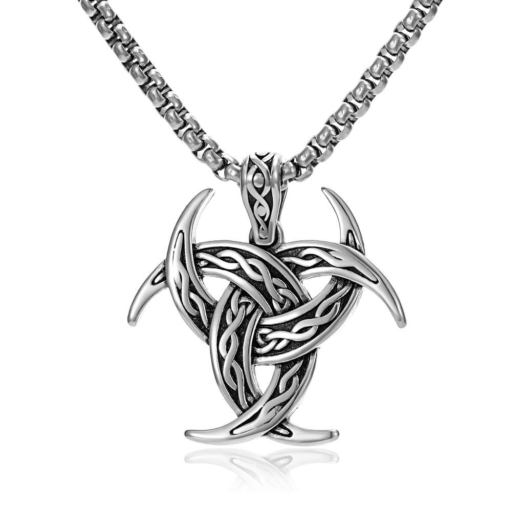 Retro Viking Design Celtic Knot Pendant Necklace for Men Stainless Steel Trendy