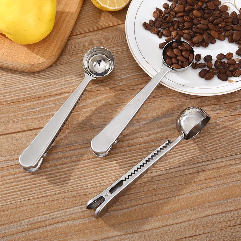 Stainless Spoon with Clip Small Kitchen Accessories Teaspoon Honey Coffee Spoon Condiments Scoop for Restaurant