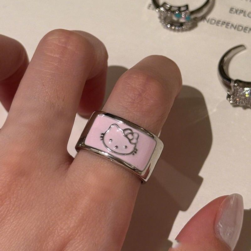 

Милое кольцо Hello Kitty для женщин, регулируемое открытое кольцо, аксессуары для ювелирных изделий с индивидуальностью, подарок
