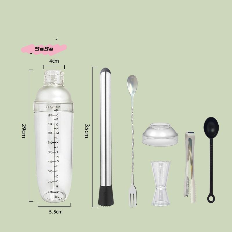 3/5/7Pcs Cocktail Shaker Set with Measuring Jiggers Hand Shaker Tools for Bartending Home Bar Mixed Drink Preparation