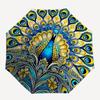 1pc Peacock Mandala Art Automatic Folding Umbrella - Portable 3-Fold Design, 8-Bone Iron Frame Outdoor Umbrella, Ideal Gift for Fans, Travelers, Daily