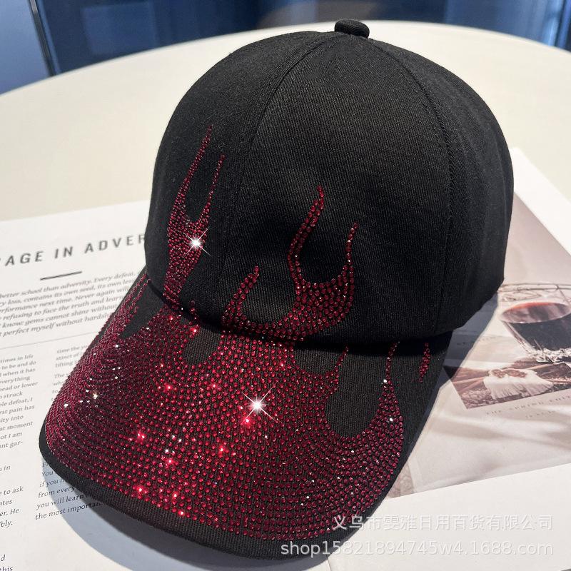 Fashion Hot-drilling Flame Baseball Cap for Men and Women Outdoor Personalized Street Style Sunshade and Sunscreen Cap