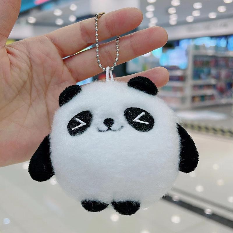 The same cute rag doll panda doll keychain small mini panda doll pendant plush toy