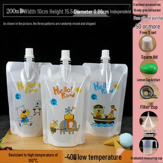 Disposable Transparent Spout Bag for Soy Milk, Chinese Medicine, Soup, or Beverages - Self-Standing and Convenient for Takeaway