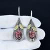 Copper Rhodochrosite Gemstone Earrings, 925 Sterling Silver Earrings, Handmade Silver Earrings For Gift, Rhodochrosite Dangle Earrings Party Wear Gift
