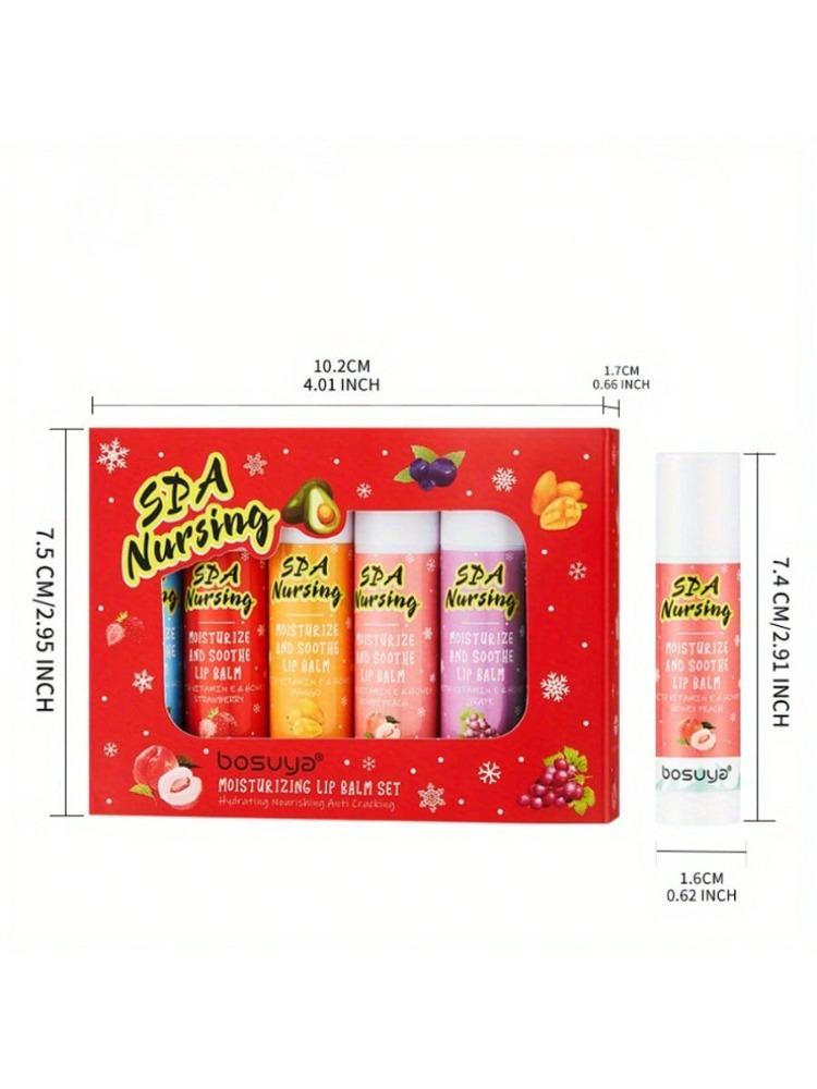 

6pcs Fruit Flavored Lip Balm Holiday Gift Box Deep Moisturize Lips Say Goodbye To Dryness Suitable For All Skin Types армия зеленый