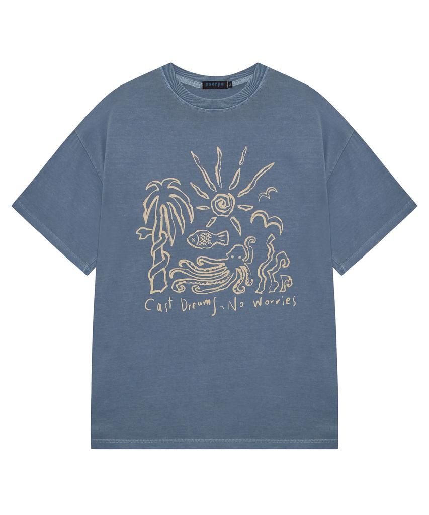 Sseleupe Cast Dream No Warris Pigment Short Sleeve T-Shirt Light Blue