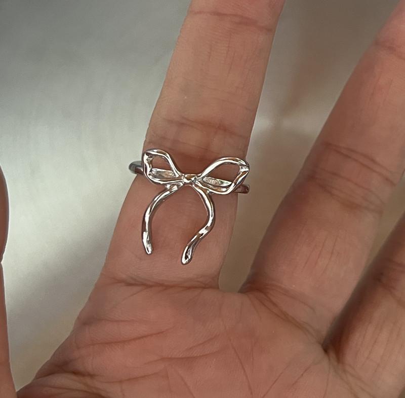 Korean Style Simple Ribbon Bowknot Ring for Women's Fashion Personalized Open Index Sweet Bow Finger Ring Y2K Jewelry Gift Party