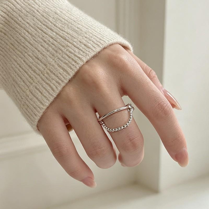 VENTFILLE 925 Sterling Silver Retro Double layer Twisted Pattern Ring For Women Ins Versatile Party Gift Jewelry New Trendy