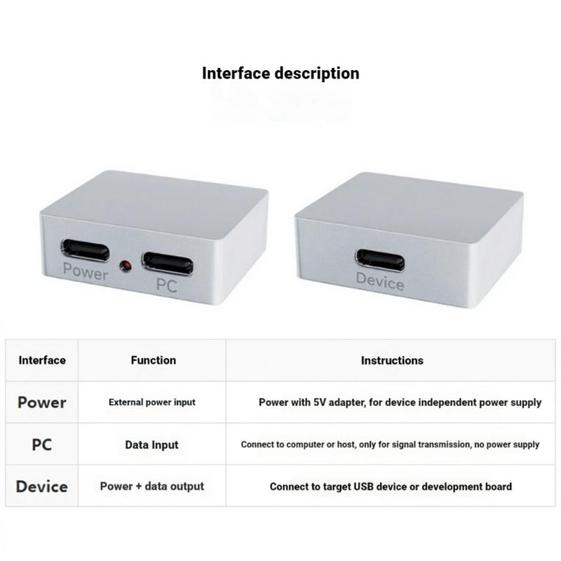 Aluminum Alloy USB C Power and Signal Splitter DC5V Input for Power and Data Separation Plugs and Play Support Audios