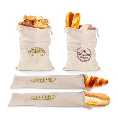 Homemade Reusable Linen Bread French Baguette Drawstring Kitchen Storage Bag