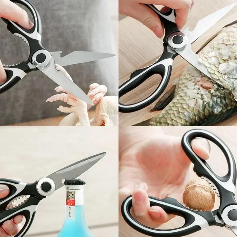Stainless Steel Multi-Purpose Scissors, Heavy-Duty, Abrasion-Resistant, Sharp Shears for Cutting, Opening Boxes, Slicing