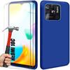 Protective Case - E.F.CONNECTION - Xiaomi Redmi 10C - Flexible - Silicone - Blue - 2 Tempered Glass