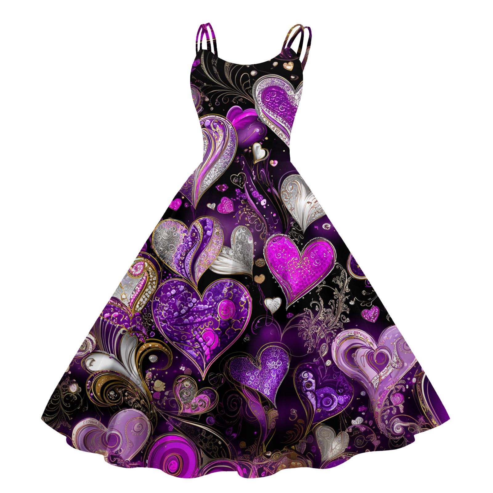 

Women s Print Sexy Off-The-Shoulder Punk Vintage Dress XL фіолетовий