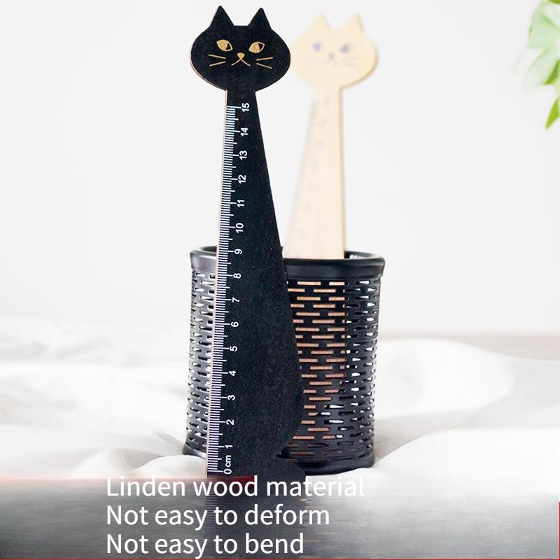 1 Stück Schreibwaren Holz Kreatives Katze Lineal Holz Tier Gerades Lineal Schüler Schreibwaren Handkonto Werkzeuge Schüler Preise
