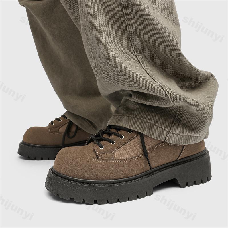 Mode 2025 Lente Nieuwe Casual Herenschoenen Hoogteverhogend Retro Stijl Zakelijke Schoenen Niche Lage Top Mode Beknopte Dikke Zool Sneakers