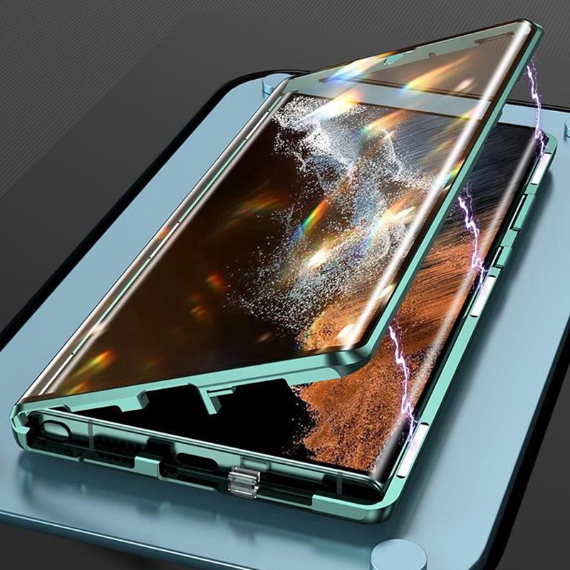 360 Full Lens Protection Metal Magnetic Double-sided Glass Case For Samsung Galaxy S26 S25 S24 S23 FE S22 Ultra Plus Snap Lock Phone Cover
