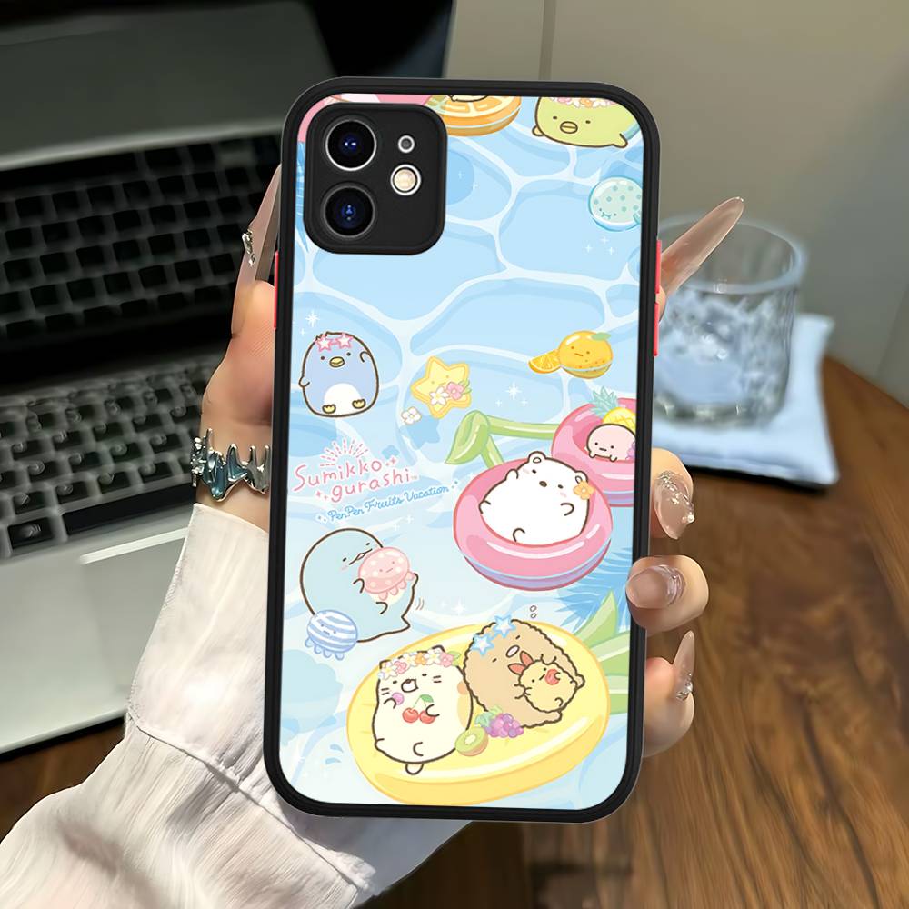 Cartoon S-sumikko Gurashi For IPhone 16 15 14 Plus 13 12 11 Pro Max X XS MAX Translucent Matte Shockproof Cover