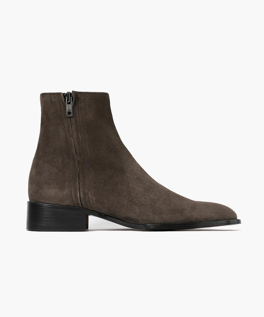 Firenze Atelier Hidden Zipper Detail Slim Toe Suede Zip-Up Boots 3343-Qs [Dark Brown]