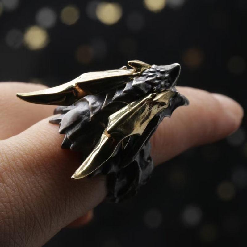 Year of the Dragon New Retro Evil Dragon Open Men's Goth Accessory Ring