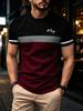 Men'S Digital Print T-Shirt, Men'S Casual Short Sleeve Tee, Black And Red Contrast Design with King Lettering, Round Neck Summer Top, Easy Care,
