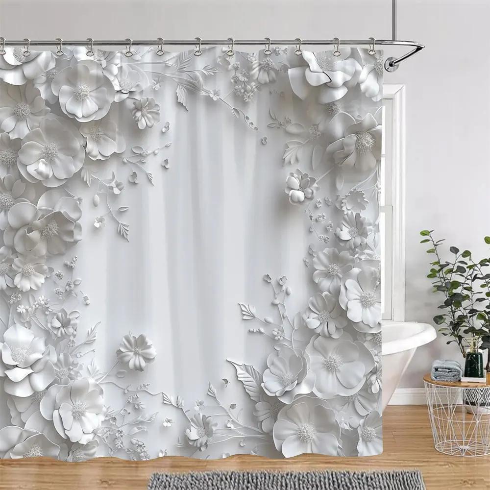 Beautiful Botanical Floral Shower Curtain Watercolour Painting Art Creative Vintage Style Polyester Bath Curtains Bathroom Decor