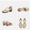 Johnature Genuine Leather French Cross Belt High Heel Sandals Fashionable Versatile Coarse Heel Women's Shoes