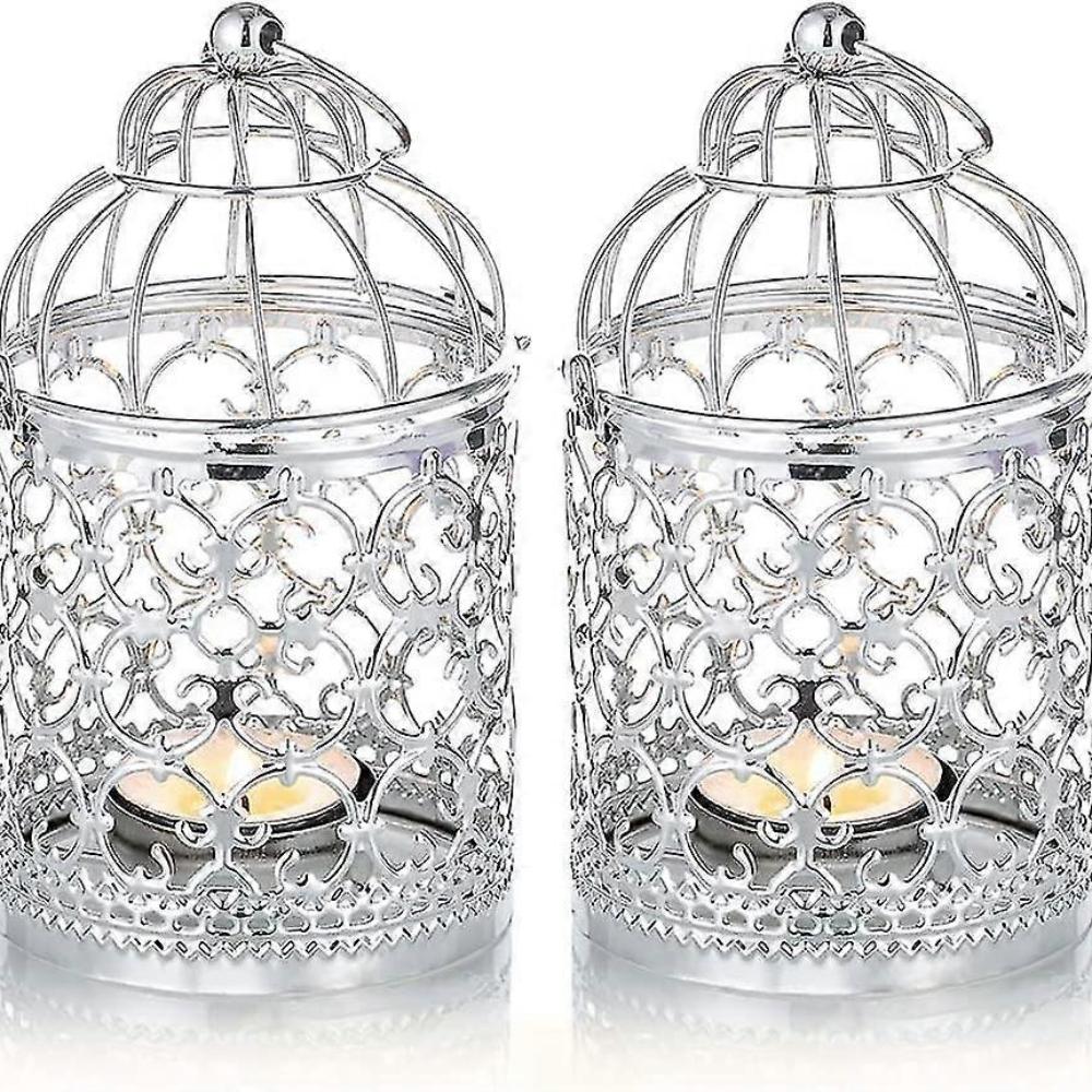 

2 шт. Маленький металлический подсвечник-фонарь в виде птичьей клетки, подвесной, винтажный декоративный Pack of 2