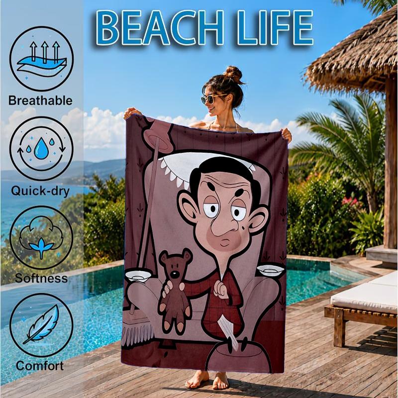 Herr. Bean's Abenteuer Strandtuch, Mikrofaser Strandtuch, Perfekt für Pool, Strand, Reisen, Heimdekoration Strandparty Fan Geschenke