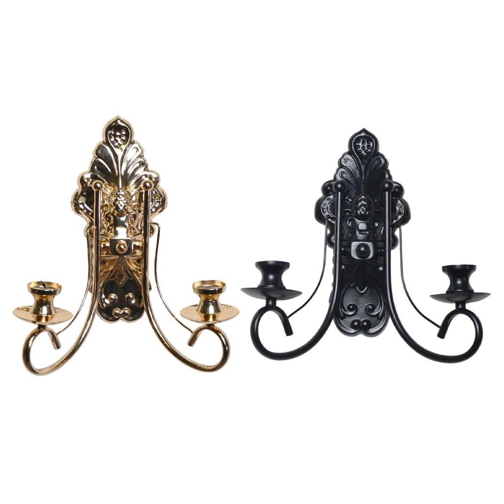 Metal Candle Sconces Gothic Candle Holders Double Stand Wall Mount Candelabra for Dining Room Wedding Living Room Anniversary