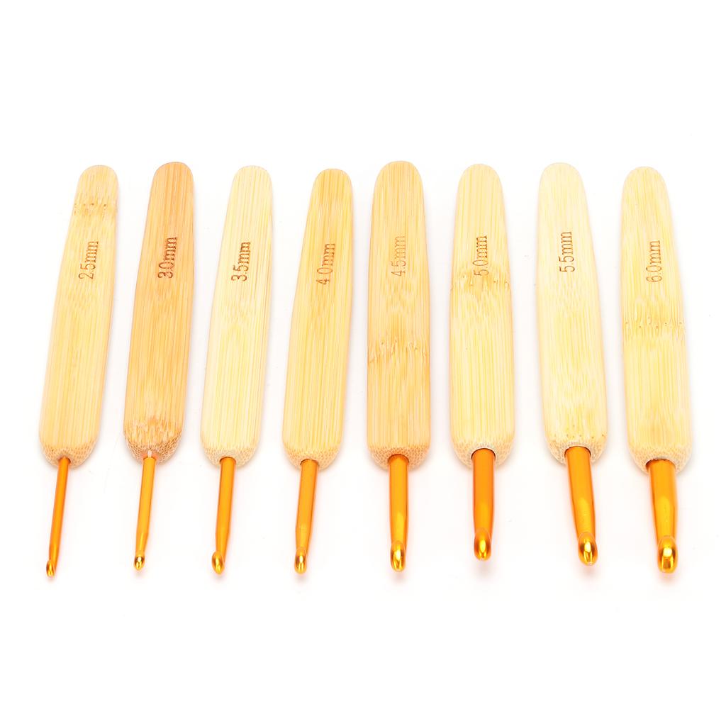 8pcs Aluminium Oxide Crochet Hook Golden Crochet Needles Set for Sweater Knitting
