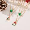 Double Layer Christmas Necklace Santa Bell Tree Reindeer Pendant Collarbone Chain Festive Holiday Jewelry Gift for Women