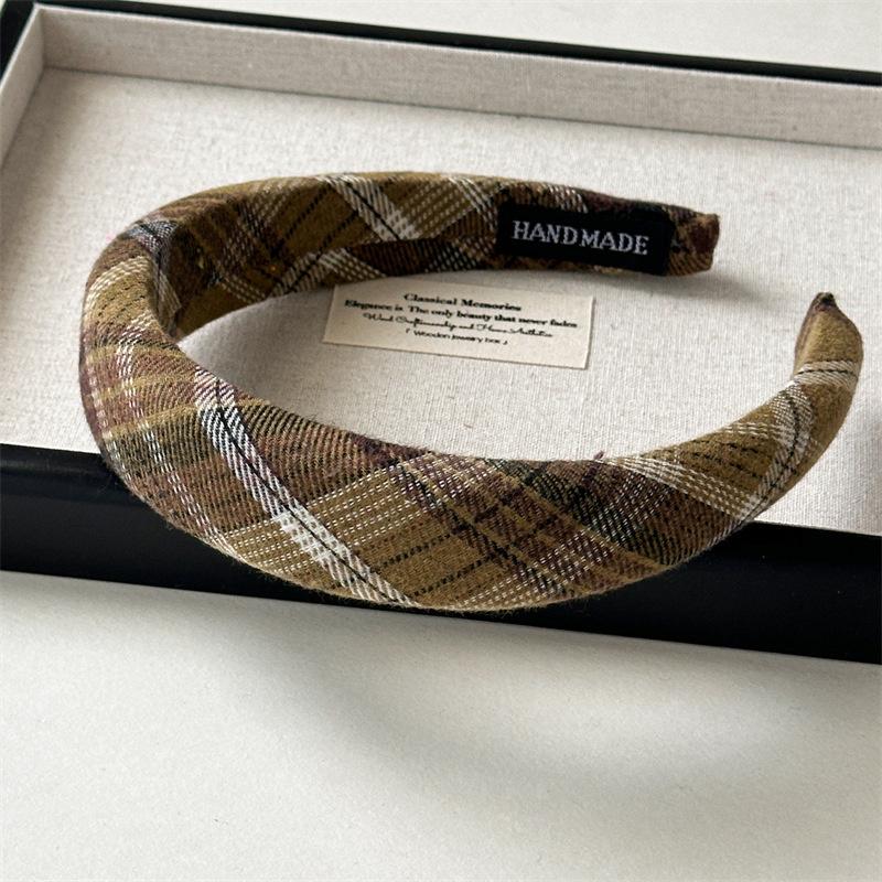 

Модные женские клетчатые тканевые повязки на голову с поролоновой подкладкой для леди и девушек, повседневные обручи для волос, аксессуары