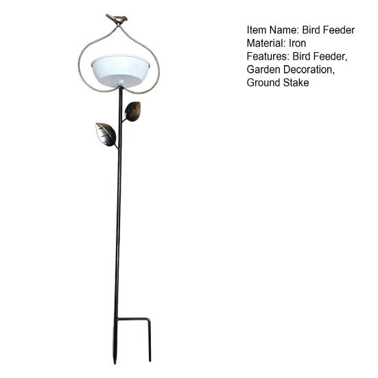 Yousheng Bird Feeder Garden Stake with Iron Bracket Deep Bowl Feeder Rust-Resistant Food And Water Holder for Courtyards And