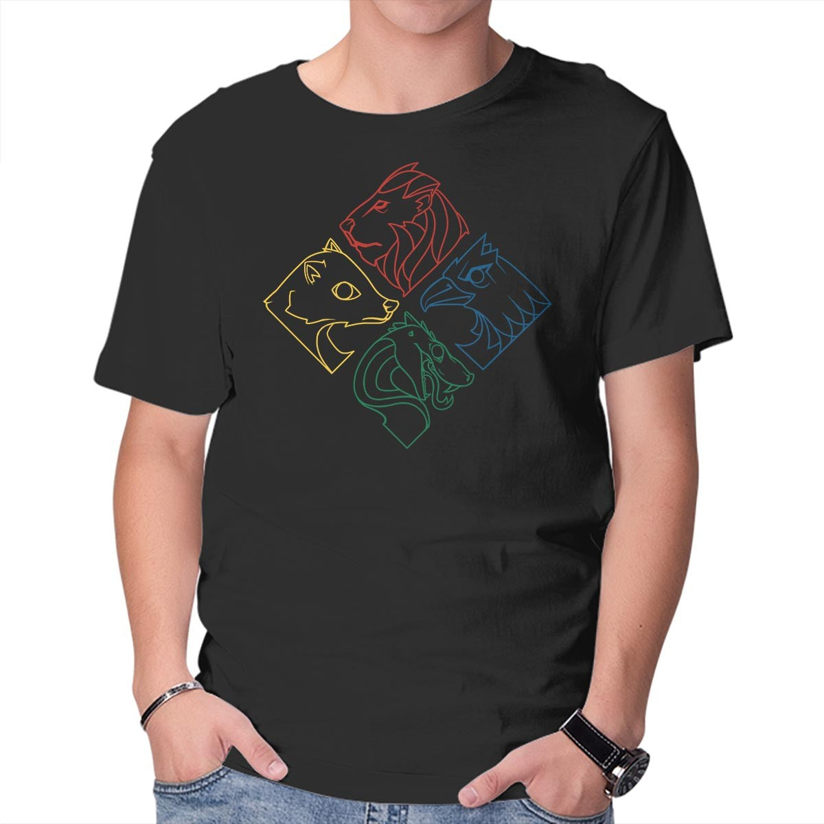Unisex Crew Neck T-Shirt Geometric Houses Graphic Short Sleeve Casual Tee XXXXL