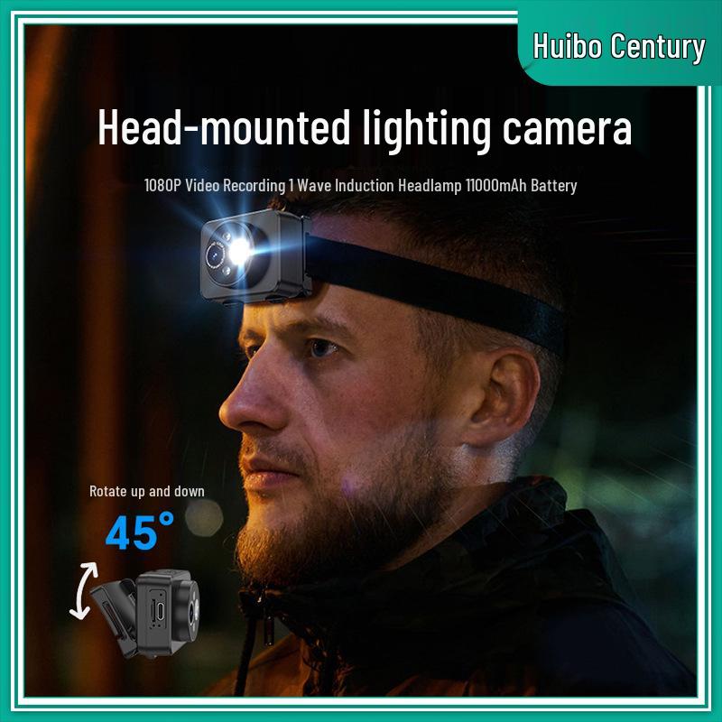 

F8B Фара: Управляемая жестами, записывающая спортивная камера с ярким светом для патрулирования, рыбалки и езды на велосипеде на открытом воздухе чёрный