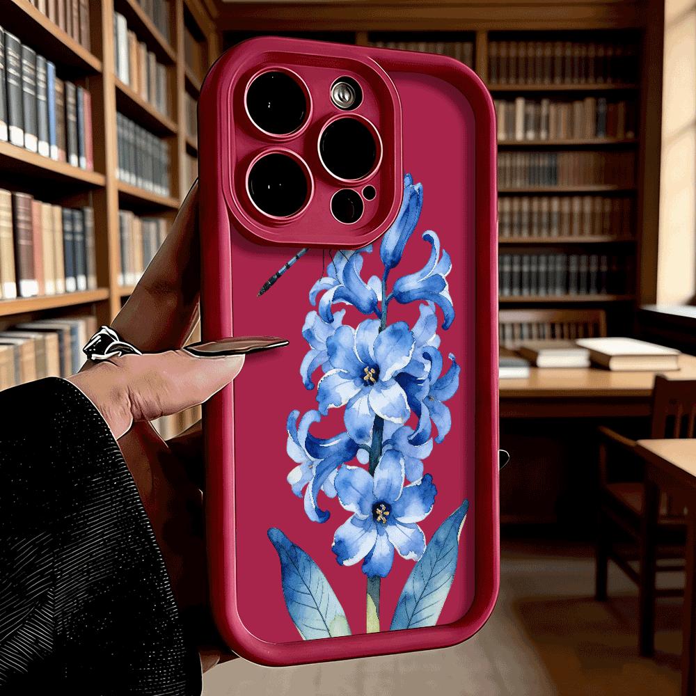 Blue Hyacinth Dragonfly Watercolor Anti-Slip TPU Phone Case For Xiaomi Redmi Note 15 14 13 12 11 10 9 Pro Full Protective Cover