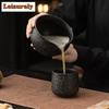 2pc Japanese Zen Black Stone Pattern Matcha Tea Ceremony Ceramic Matcha Bowl Tea Rimmed Tea Brush Holder Tea Point Accessories