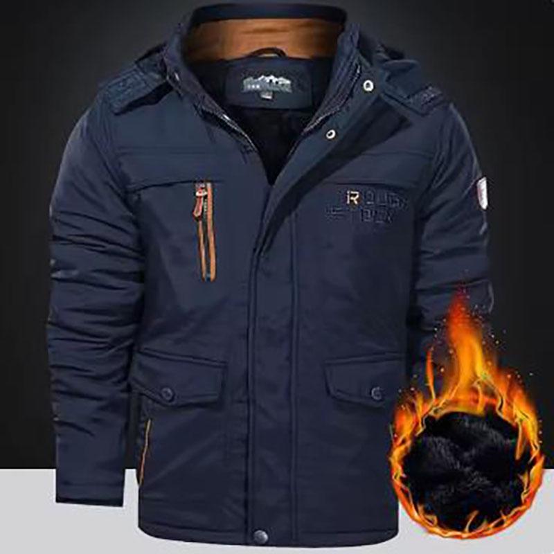 

Мужская зимняя куртка с флисовой подкладкой, парка, пальто с капюшоном, ветровка, толстая теплая верхняя одежда XXXXXL синий