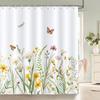 Bohemian Floral Shower Curtain Watercolor Botanical Tropical Palm Leaf Butterfly Modern Simple Polyester Bathroom Decor Curtains