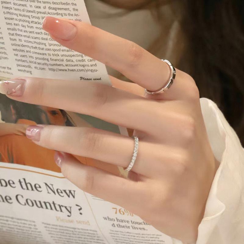 2 Pcs Silve Gorgeous Shiny Zircon Stone Ring For Women Engagement Wedding Luxury High Quality Couple Rings Copper