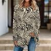 Women Long Sleeve Tunic Top Print Crew Neck Loose Fit Blouse With Pockets Casual Daily Wear Ladies Tops