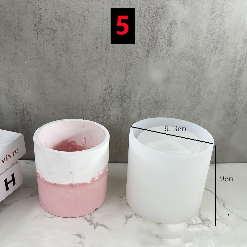 New Round Stripe Candle Jar Silicone Mold DIY Handmade Storage Box Pen Holder Plaster Cement Vase Crafts Casting Mold Home Decor