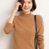 Women's Chic Short Knitwear Top - Half-High Neck, Long Sleeve, Autumn/Winter Style