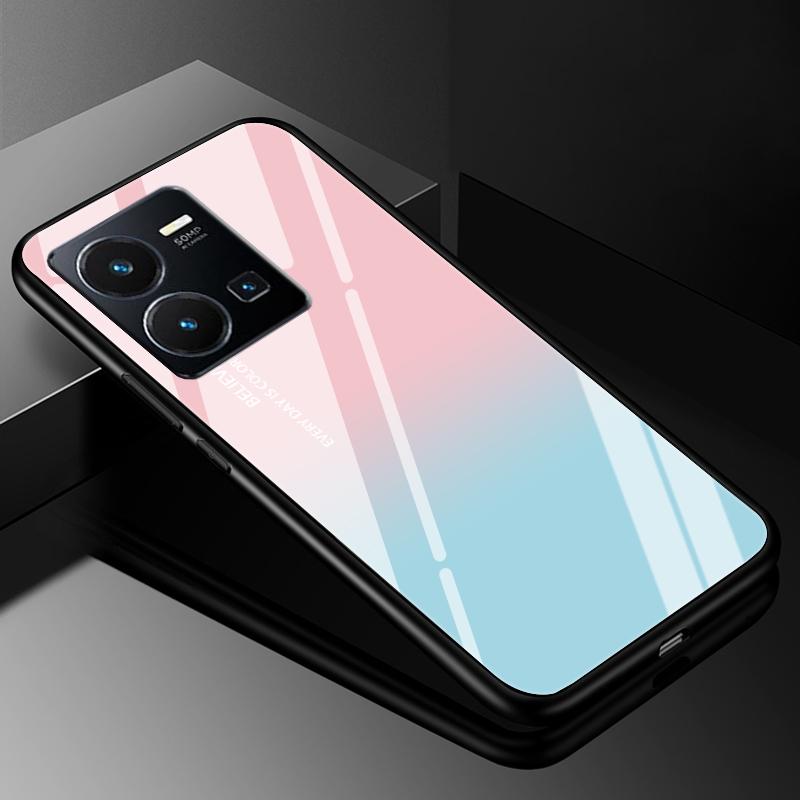 For VIVO Y35 2022 Case Cover Tempered Glass Cases for Vivo V21 5G 4G V21E Y11S Y12S Y20S V20 SE Y03 V2022 V2023 Hard Back Bumper