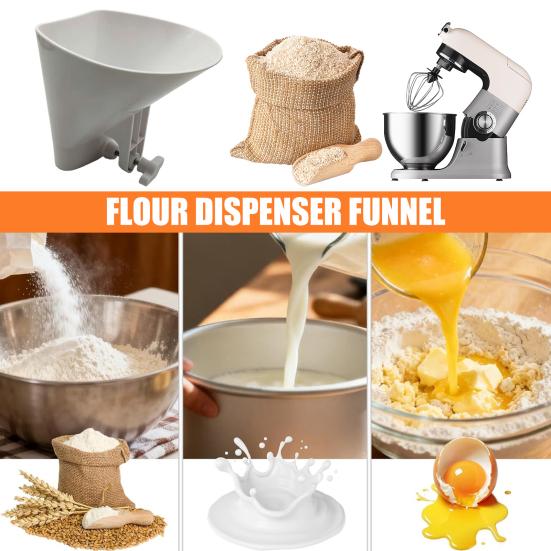 Adjustable Flour Funnel for Stand Mixer Bowls Wide-Mouth Pouring Attachment for KitchenAid & Most 3.5-7Qt Bowls Mess-Free Ingredient Adding Baking