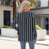 2026 Fall/Winter Women's V-neck Striped Plus Size Loose Long Sleeve Slimming Top