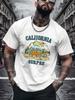 Unisex White Crew Neck Tee California Mountain Off Road Car Print Loose Oversized Streetwear Short Sleeve Unisexs Summer Casual Top